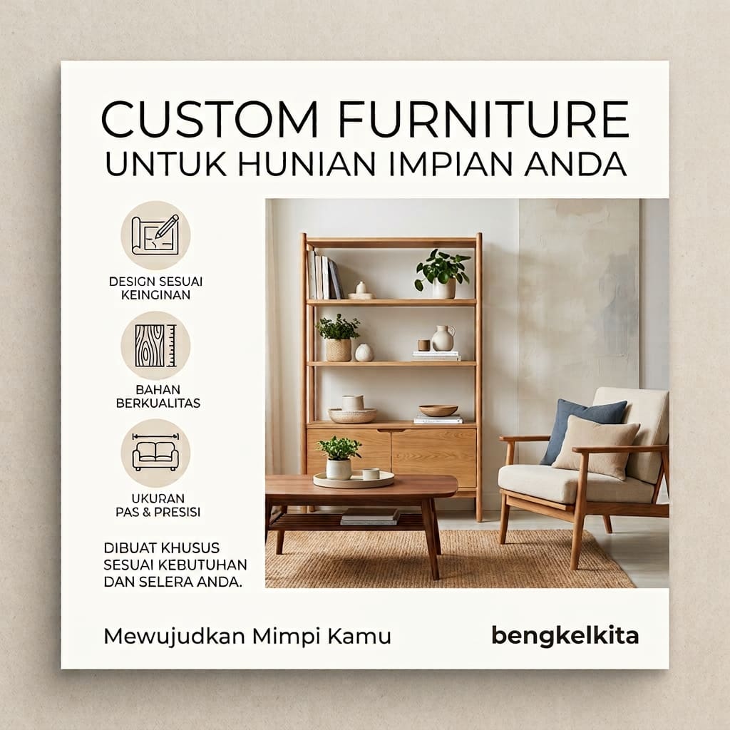 Custom furniture untuk hunian impian Anda: design sesuai keinginan, bahan berkualitas, ukuran pas dan presisi